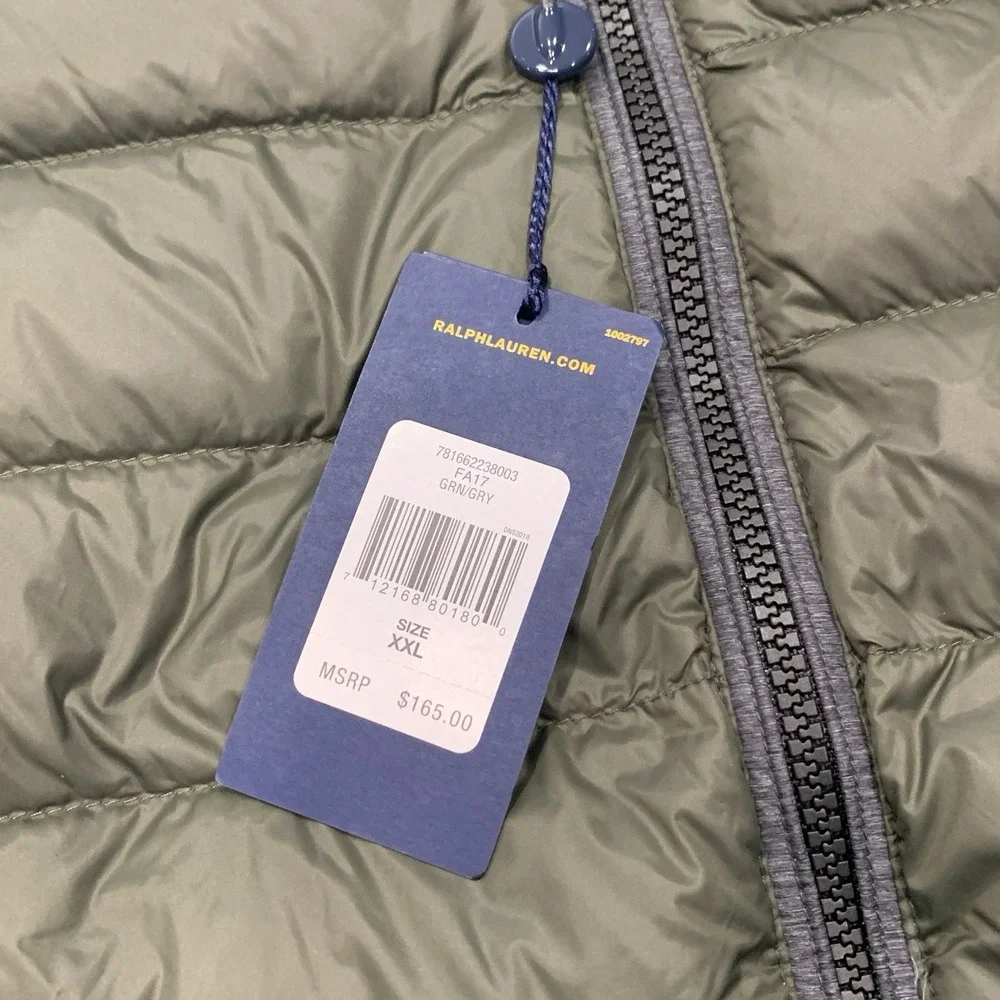 NWT Polo Golf Ralph Lauren Packable Duck Down Vest Jacket Full Zip Mens Size XXL